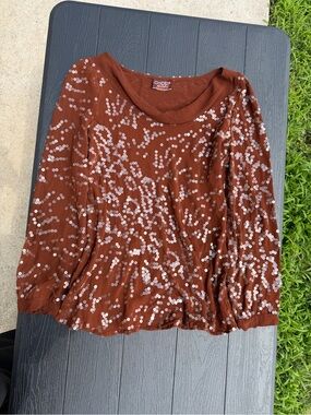 GHOST LONDON Brown Sequin Blouse